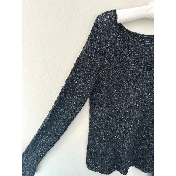 CLUB MONACO | Charcoal Gray Metallic Textured Boucle Sweater |  Size Medium - Picture 4 of 7